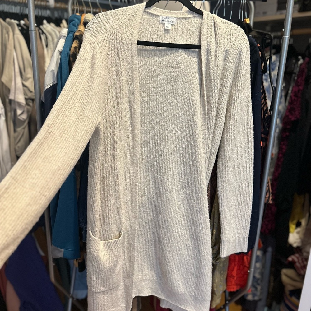 Market & Spruce Cream Textured Knit Cardigan